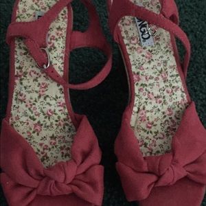 Worn once Bongo lace up red heels.